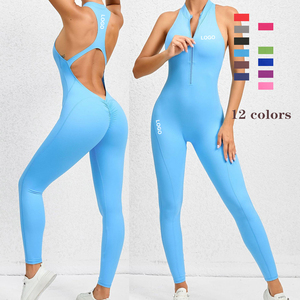 จั๊มสูทโยคะหวานแหววสำหรับผู้หญิงชุดบอดี้สูทสำหรับออกกำลังกายฟิตเนสในฤดูร้อนชุดหมีตัวเดียวมีซิปเว้าหลังสำหรับฝึกซ้อมวิ่ง - Product Image 4