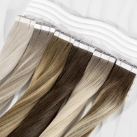 Extensions de cheveux invisibles à bandes adhésives, 100% cheveux humains alignés sur les cuticules, extensions à bandes adhésives en gros pour salon de beauté
