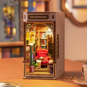 书店DIY书角搁板插入套件书尾3D木制拼图微型房子书角