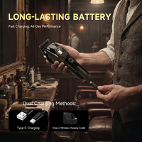 Cortadora de Pelo Profesional con Motor de Levitación Magnética Eléctrica, 7500 RPM, Base de Carga Tipo C, Longitudes Ajustables para Hombres