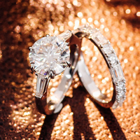 Ensemble de bagues en or 18 carats massif, original et tendance, avec diamant CVD de 2 carats, bague en diamant de laboratoire, fabrication de bijoux pour femmes