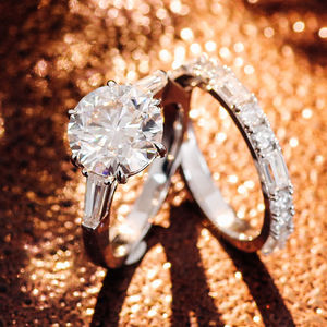 Anillo de Oro Sólido de 18k Original de Moda, Conjunto de Anillos con Diamante CVD de 2 Quilates, Anillo de Diamante Creado en Laboratorio, Joyería para Mujer - Product Image 4