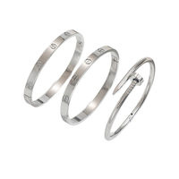 Bracelet en acier inoxydable argenté, mode euro-américaine, tendance, bijoux pour femmes, ne se décolore pas