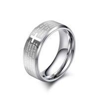 Bague classique en acier inoxydable avec inscription biblique, zircon et plaqué or 18 carats, mode masculine