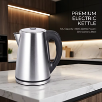 Bouilloire électrique 2200W en acier inoxydable chaudière à eau chaude sans fil fenêtre à eau bouillante rapide capacité de 1,8 L pour usage domestique hôtel