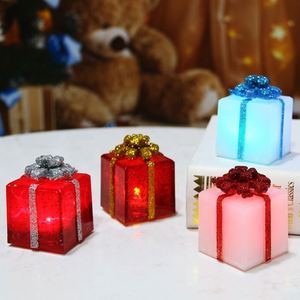 Wholesale 5.2*5.2*8cm Warm White Plastic Battery Powered Christmas Ornaments Gift Box Shape <b>LED</b> <b>Lights</b> for Decoration - Product Image 1