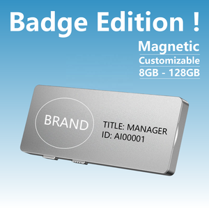 Badges nominatifs intelligents GPT5 AI avec enregistreur vocal numérique 64 Go, en métal électronique magnétique remplaçable, pour service de vente, logo personnalisé - Product Image 1