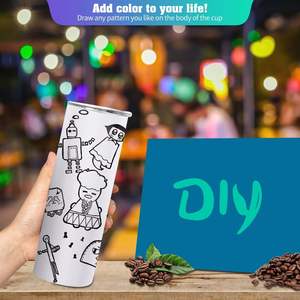 Vasos para sublimación al por mayor, 20 oz, delgados y rectos, de acero inoxidable de doble pared, en blanco para sublimación, con tapa y pajita - Product Image 3