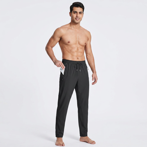 Pantalones Deportivos Casuales de Punto para Hombre al por Mayor, Pantalones con Bolsillos con Cremallera, Color Sólido, Estilo Jogger, Ropa Deportiva para Gimnasio - Product Image 1