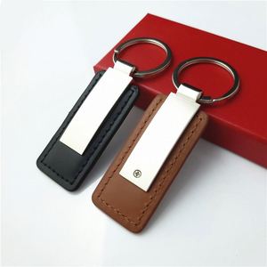 Personalized Design Laser <b>Name</b> Letter Business Blank Key <b>Chain</b> Car Brand Logo Metal Pu Custom Logo Black Leather Keychain - Product Image 2