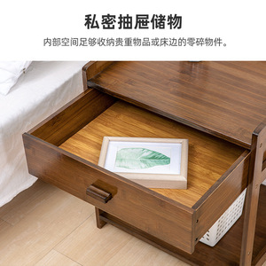 Bedside Table With Caster Drawer <b>Cabinet</b> Wooden <b>Storage</b> Nightstand For <b>Bedroom</b> Living Room - Product Image 5