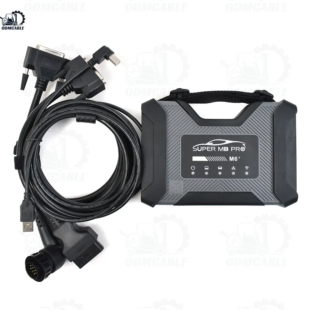 Alat Diagnosis Bintang Nirkabel SUPER MB PRO M6 Terbaru dengan Multiplekser + Kabel USB + OBD2 16pin Kabel Uji Utama