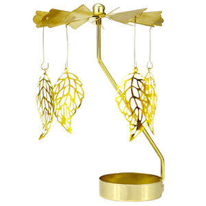 Portacandele portacandele in metallo con carosello in cristallo Tealight per matrimoni in oro - Product Image 6