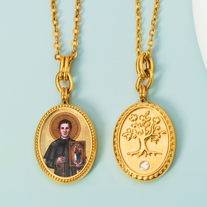 Venta al por mayor: Icono religioso ortodoxo de <span class=keywords><strong>San</strong></span> Juan <span class=keywords><strong>Bosco</strong></span>, de acero inoxidable chapado en oro de 18K, medalla de santo personalizada para educación juvenil, vela para perro. - Product Image 5