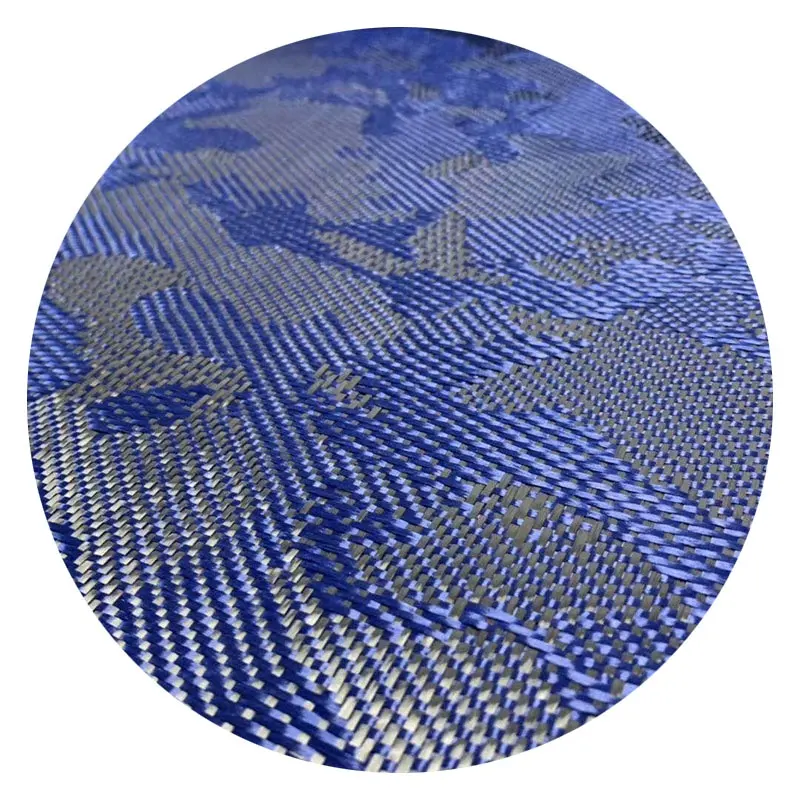 Blue camo carbon fiber fabric camouflage jacquard hybrid fabric