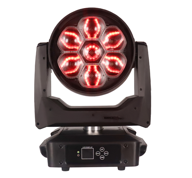 Aura IP LED 7x60W RGBW Magic Bee Eye Moving Head Light DMX512 Control CRI 90 20CH 16-bit for DJ/Disco/Nightclub/Concert Stage