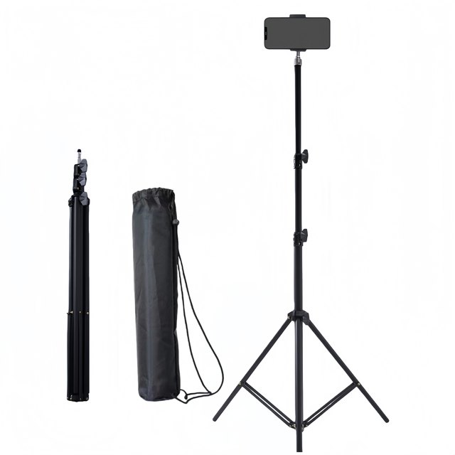 Phone Tripod Kit 2.1M Thickened Floor-Standing Adjustable Tripod with Carry Bag for Mobile Phone Live Streaming and Photography