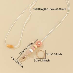 Llavero con diseño de margarita colorida, ecológico, con logotipo personalizado, de moda, con clip de silicona y cuentas, soporte para credencial - Product Image 6