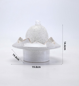 Fontaine <span class=keywords><strong>d</strong></span>'eau de table en céramique mouchetée en forme de montagne avec sphère de perles de cristal, <span class=keywords><strong>d</strong></span>écoration zen orientale vue sur la montagne - Product Image 6