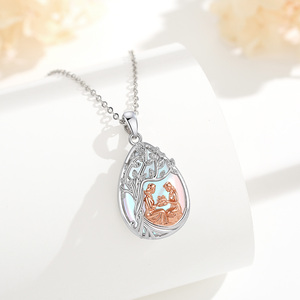 Collana con Ciondolo Albero della Vita in Ottone e Pietra <span class=keywords><strong>di</strong></span> Luna a Forma <span class=keywords><strong>di</strong></span> Cuore per <span class=keywords><strong>Mamma</strong></span> e Figlia, Nonna, Giornata della <span class=keywords><strong>Mamma</strong></span> - Product Image 4