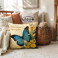 Housse de coussin papillon rétro à ressort, 4 pièces, motif floral papillon coloré, adapté à la décoration de la terrasse à domicile
