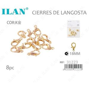 Chiusure a Moschettone Ilan 18mm in Oro K, 8 Pezzi, Accessori per Gioielli - Product Image 3