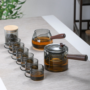 Msh Hộp Quà Tặng ấm trà và tách trà đặt thủy tinh ấm trà với sáu tách trà với xử lý kết hợp kính ấm trà Bộ - Product Image 5