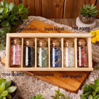 Ensemble de bouteilles de gravier en cristal Roll-on Oil Glass Gemstone Fluorite Chips Natural Healing Reiki Stones Bottles