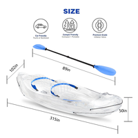 Vanace Nouveau Design Portable Double Pliable Canoë De Pêche Gonflable 2 Personnes Transparent Kayak Canoë Bateau avec Pagaie à Vendre