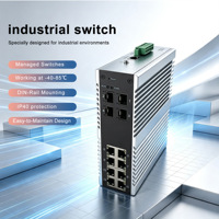 Switch de Red Industrial de 8 Puertos RJ45, 4 * SFP, Tipo Riel, Enrutamiento Estático, Protocolo de Red en Anillo ERPS, Resistente a Altas Temperaturas