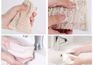 ถุงสบู่ก้อนใยบวบธรรมชาติสำหรับขัดผิวทำจากสบู่ผ้าป่านธรรมชาติ - Product Image 3