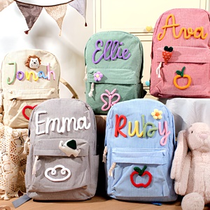 Mochila Mini de Pana con Nombre Personalizado en Crochet, Diseño Floral Arcoíris, <span class=keywords><strong>para</strong></span> Niñas Preescolares, Regalo de Regreso a Clases - Product Image 2
