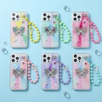 Coque de téléphone fantaisie en TPU avec chaîne pour iPhone 18 17 16 15 14 13 et Infinix Hot60I Hot50I Hot40I, motif papillon, brillante et féminine