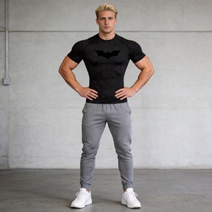Camiseta Deportiva de Compresión de Manga Corta para <span class=keywords><strong>Hombre</strong></span> con Logotipo Personalizado, Secado Rápido, para Gimnasio, Entrenamiento, Fitness - Product Image 1