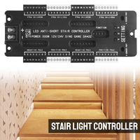 Kit de Contrôleur d'Éclairage d'Escalier à 32 Canaux avec Détecteur de Mouvement LED, Luminosité Réglable, Automatique, DC 12V/24V 3A*32, Bande Flexible