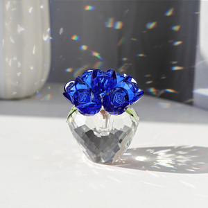 Red Color Crystal Flower Gifts for Mom Wife Girlfriend Glass Flower Ornaments for Home Office Tabletop <b>Paperweight</b> - Product Image 4