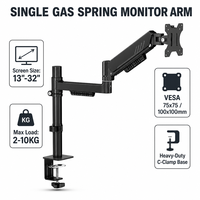 Nouveau support de bureau à bras unique avec ressort à gaz, colonne réglable de 435-545 mm, support entièrement articulé pour écran de 17-32 pouces BL06-06