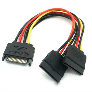 SATA 15Pin זכר לנקבה כפולה SATA כוח Y ספליטר כבל 15 פינים SATA כוח ספליטר כבל מתאם למחשב HDD דיסק קשיח