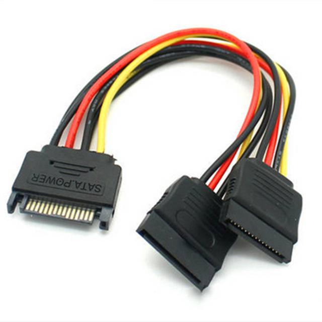 SATA 15Pin Male to Dual Female SATA Power Y Splitter Cable 15 Pin SATA Power Splitter Cable Adapter for PC HDD Hard Disk