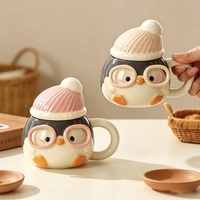 Nouvelle tasse et assiette en céramique Lelyi, motif pingouin mignon et créatif, design de dessin animé, pour la famille et les couples