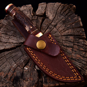 Couteau de chasse professionnel en acier Damas avec manche en bois naturel, outil de coupe durable pour l'extérieur, couteau de chasse de luxe en acier Damas - Product Image 3
