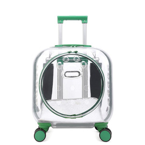 Sac de transport transparent pour animaux de compagnie avec roulettes, pour petits chiens et chats, approuvé par les compagnies aériennes, forme carrée, capacité 7500 - Product Image 1