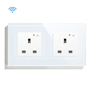 Tuya wifi thông minh tường ổ cắm 146 mét Glass Bảng điều chỉnh đôi Anh ổ cắm Alexa & <span class=keywords><strong>Google</strong></span> nhà điều khiển bằng giọng nói Loại sản phẩm thông minh điện cắm - Product Image 1