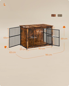 Feandrea köpek sandık mobilya ağır köpek kafesi çift kapılar pet ev köpek kulübesi çıkarılabilir tepsi ile - Product Image 5