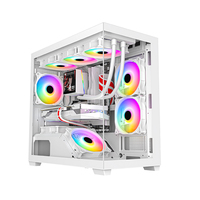 Boîtier de PC de jeu panoramique MicroATX Mid Tower avec vue à 270 degrés, verre trempé, alliage d'aluminium, prend en charge le refroidissement par eau de 360 mm, 420 mm