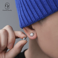 Boucles d'oreilles magnétiques en zircon sans perçage pour hommes, tendance hip-hop, fausses boucles d'oreilles à clip, pièce unique, bijoux d'oreille en acier inoxydable