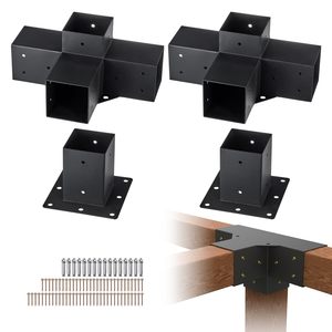 15 °   Soportes para Pérgola 75 °   Soporte de Esquina con Base para Poste, Base para Poste de Gazebo, Kit de Pérgola, Techo Inclinado de 4 Vías, Madera de 4x4 - Product Image 1