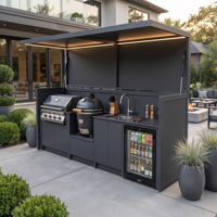 Nouveau produit : Cabane de cuisine extérieure BBQ avec portes pliantes, anti-insectes, en acier inoxydable, de haute qualité, avec réfrigérateur