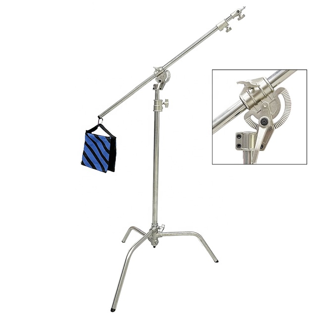 2in1 Light Stand,Boom Arm,Rotatable  Stainless Steel Tripod Boom Light Stand with Sandbag for Studio Photography