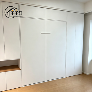Cama Plegable de Pared Tipo Murphy, Tamaño Completo, Panel de Tablero de Partículas, Ahorro de <span class=keywords><strong>Espacio</strong></span>, Diseño Moderno <span class=keywords><strong>Invisible</strong></span>, Estructura de Hierro, Opciones de Varios Tamaños - Product Image 6